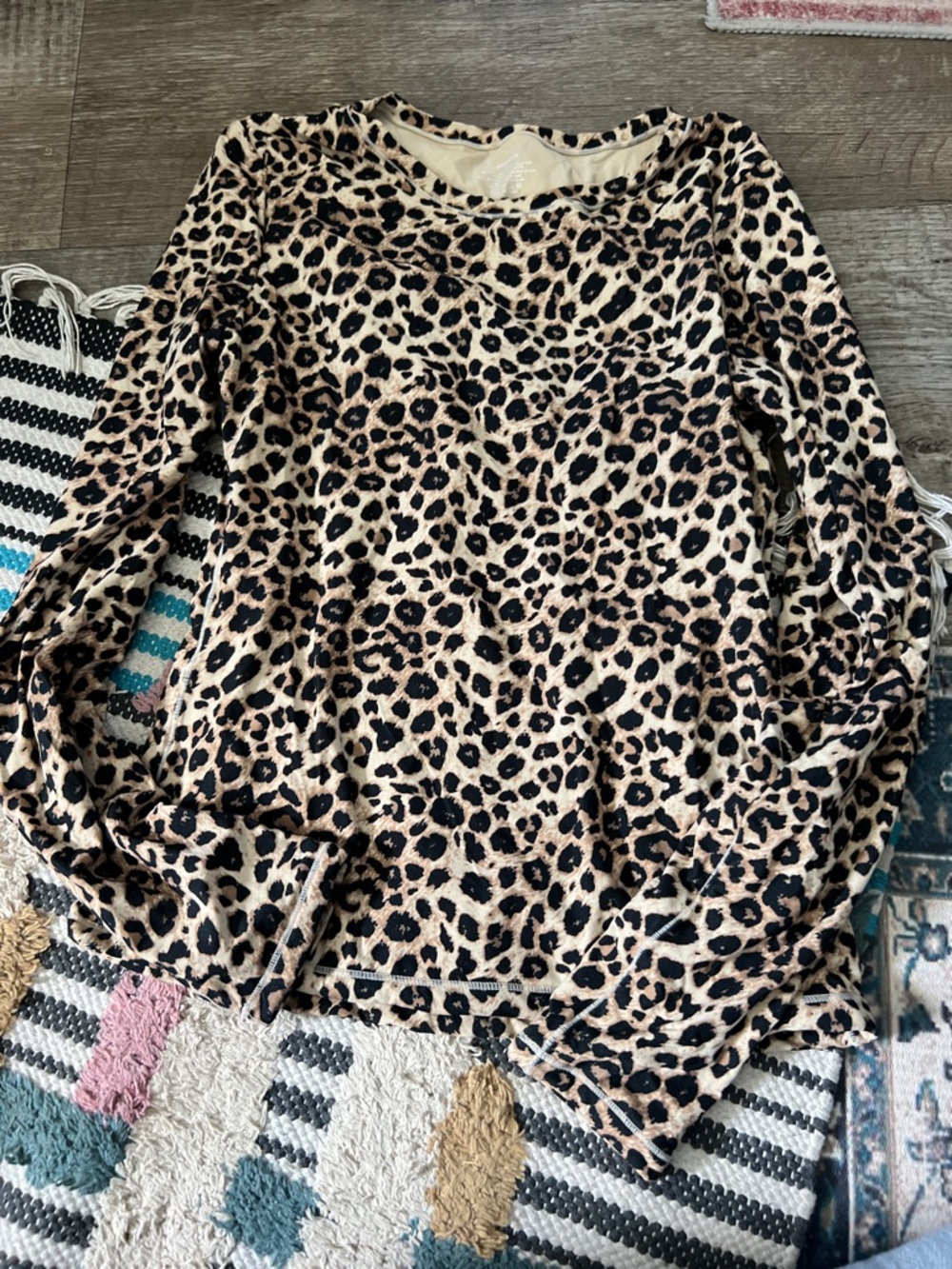 Suuksees Leopard‎ Print Long Sleeve Women’s Top - Beige/Black